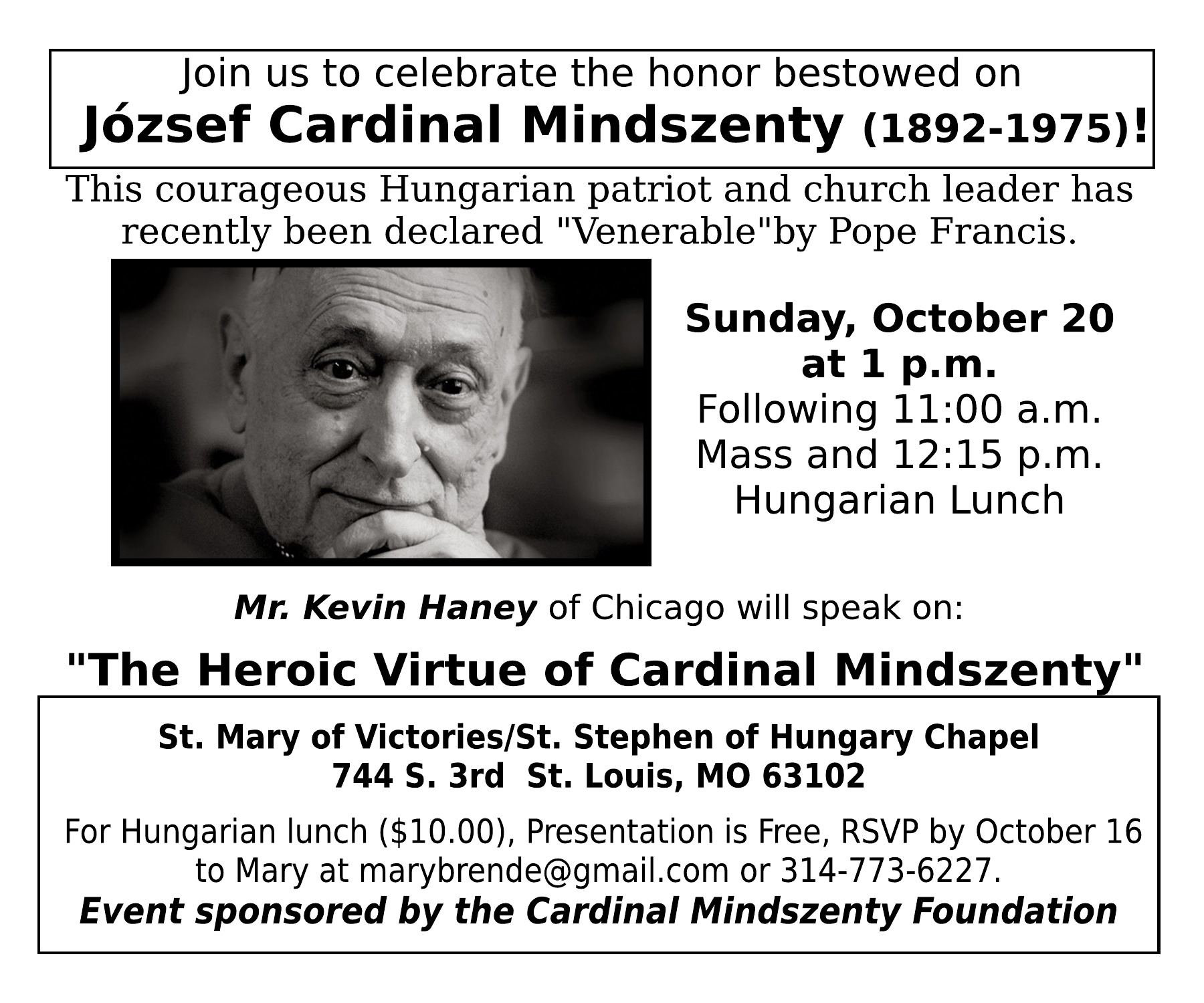 Cardinal Mindszenty Speaker Series
